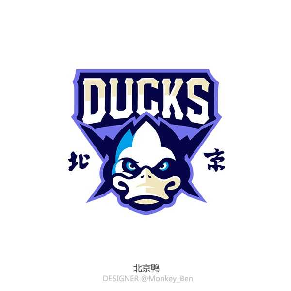 北京鸭队标以灵动的霹雳鸭形象展现，俏皮中带着不服输的倔强，完美诠释了京城篮球独有的幽默感与生命力。