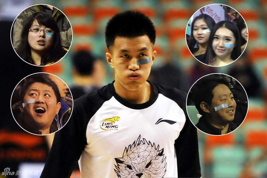 本溪体育馆内灯火通明，辽宁球迷们脸上都贴着与郭艾伦同款的蓝色创可贴，他们神情专注而坚定，用这种无声的方式表达着对场上球员最硬核的支持。