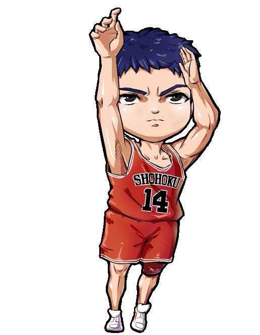 天才樱木花道Q版形象，标志性的红发和憨憨自信的笑容被完美还原，圆溜溜的大眼睛里闪烁着‘我是天才’的得意光芒